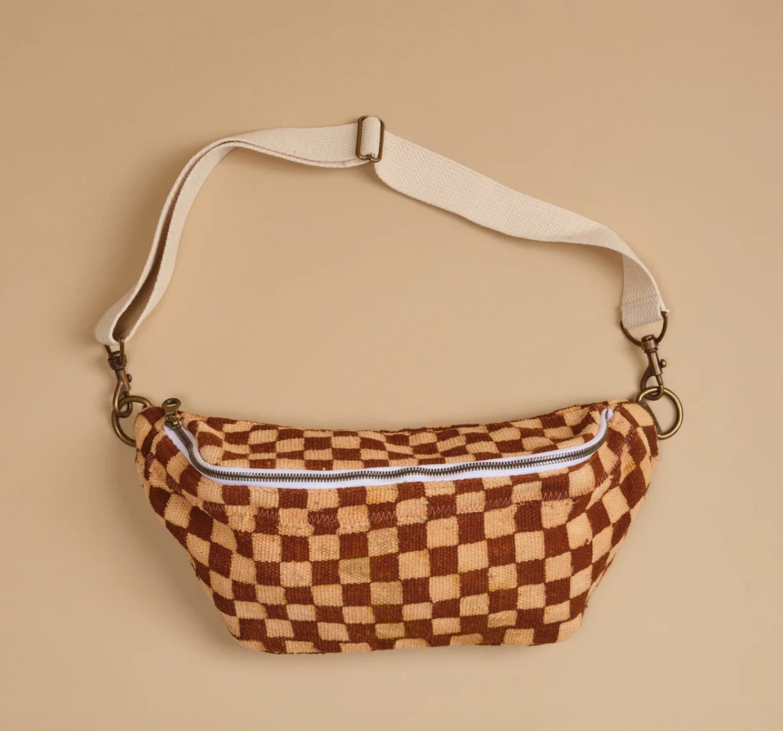 Checkered sling bag store
